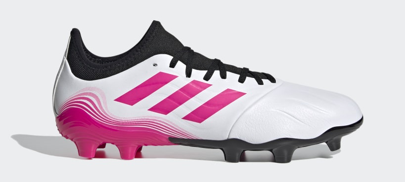 adidas Copa Sense.3 Firm Ground Soccer Shoe in white, black and pink